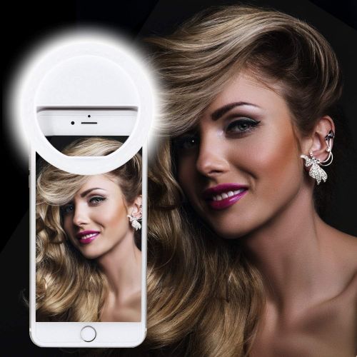  [아마존베스트]Selfie Ring Light, XINBAOHONG Rechargeable Portable Clip-on Selfie Fill Light with 36 LED for iPhone/Android Smart Phone Photography, Camera Video, Girl Makes up (White)