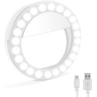 [아마존베스트]Selfie Ring Light, XINBAOHONG Rechargeable Portable Clip-on Selfie Fill Light with 36 LED for Smart Phone Photography, Camera Video, Girl Makes up (White, 48LED)