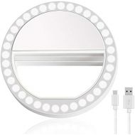 [아마존베스트]Selfie Ring Light, XINBAOHONG Rechargeable Portable Clip-on Selfie Fill Light with 36 LED for Smart Phone Photography, Camera Video, Girl Makes up (White-B, 36LED)