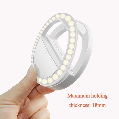  [아마존베스트]Selfie Ring Light, XINBAOHONG Rechargeable Portable Clip-on Selfie Fill Light with 36 LED for Smart Phone Photography, Camera Video, Girl Makes up (White-B, 36LED)