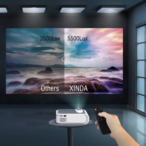  [아마존 핫딜] Projector, XINDA Mini Projector with 4600 Lumen,220 Display Video Projector.Home Theater Projector 1080P Supported,Compatible with Fire TV Stick,Smartphone,PS4,HDMI,TF,VGA,AV USB