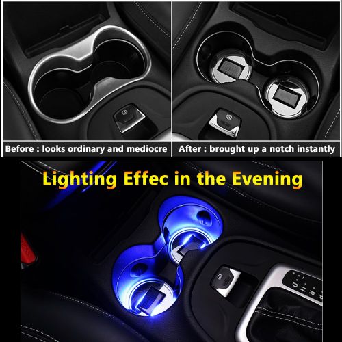  XINGYI 2pcs Solar Energy Car Logo LED accessory Cup Holder Pad Mat lamp Trim light Interior Decoration lamps for acura tl mdx integra tsx rdx cdx tlx-l ilx tlx zdx rlx lights (Circle Diam