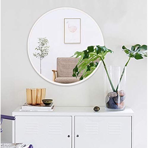  XINGZHE Bathroom Mirror-Wall-Mounted Vanity Mirror- Iron Frame Mirror-Vanity Mirror Decorative Wall Mirror for Bedroom/Bathroom/Hotel 2 Sizes Makeup Mirror (Color : White, Size : 6