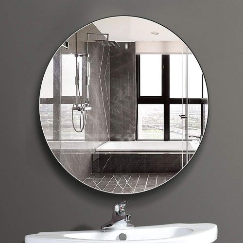  XINGZHE Bathroom Mirror-Minimalist Frameless Round Mirror Decorative Wall Mirror for Bedroom/Bathroom/Hotel Thickness 60-80cm Makeup Mirror (Size : 80cm)