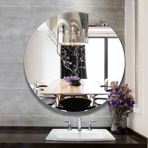  XINGZHE Bathroom Mirror-Minimalist Frameless Round Mirror Decorative Wall Mirror for Bedroom/Bathroom/Hotel Thickness 60-80cm Makeup Mirror (Size : 80cm)