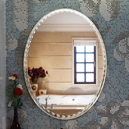  XINGZHE Bathroom Mirror-Wall-Mounted Oval Frameless Vanity Mirror- Modern Minimalist Mirror-Vanity Mirror Decorative Wall Mirror for Bedroom/Bathroom/Hotel Multiple Sizes Makeup Mi