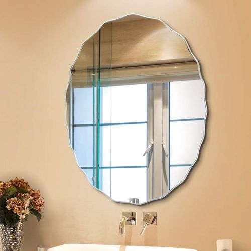  XINGZHE Bathroom Mirror-Wall-Mounted Oval Vanity Mirror- Modern Minimalist Wavy Mirror-Vanity Mirror Decorative Wall Mirror for Bedroom/Bathroom/Hotel 3 Sizes Makeup Mirror (Size :