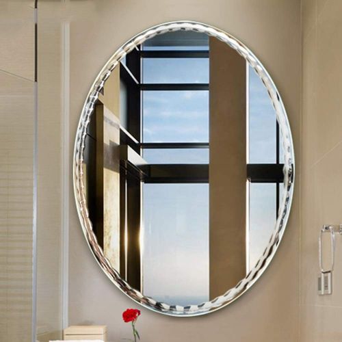  XINGZHE Bathroom Mirror- Wall-Mounted Vanity Mirror-Elliptical Frameless Sink Vanity Mirror-Vanity Mirror Decorative Wall Mirror for Bedroom/Bathroom/Hotel Makeup Mirror (Size : 50