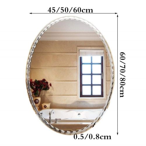  XINGZHE Bathroom Mirror- Wall-Mounted Vanity Mirror-Elliptical Frameless Sink Vanity Mirror-Vanity Mirror Decorative Wall Mirror for Bedroom/Bathroom/Hotel Makeup Mirror (Size : 50