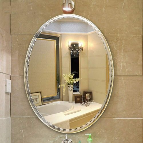  XINGZHE Bathroom Mirror- Wall-Mounted Vanity Mirror-Elliptical Frameless Sink Vanity Mirror-Vanity Mirror Decorative Wall Mirror for Bedroom/Bathroom/Hotel Makeup Mirror (Size : 50