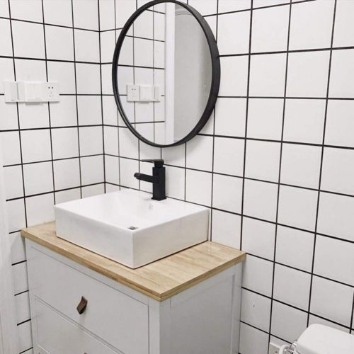  XINGZHE Household Mirror -Mirror Wall Mirror Wall-Mounted Make Up European Style Bathroom Iron Art Retro Style,3 Size Makeup Mirror (Size : 80cm)