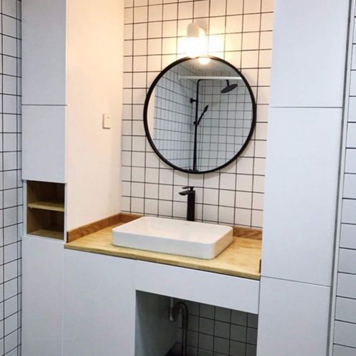  XINGZHE Household Mirror -Mirror Wall Mirror Wall-Mounted Make Up European Style Bathroom Iron Art Retro Style,3 Size Makeup Mirror (Size : 80cm)