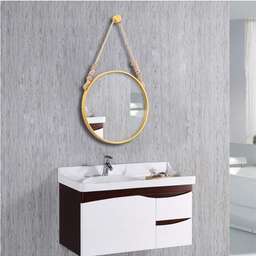  XINGZHE Bathroom Mirror- Wall-Mounted Vanity Mirror- Round Iron Border Mirror-Vanity Mirror Decorative Wall Mirror for Bedroom/Bathroom/Hotel Makeup Mirror (Color : Gold, Size : 60