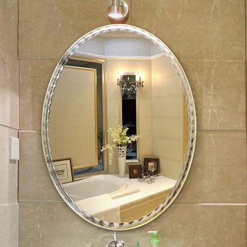  XINGZHE Bathroom Mirror- Wall-Mounted Vanity Mirror-Elliptical Frameless Sink Vanity Mirror-Vanity Mirror Decorative Wall Mirror for Bedroom/Bathroom/Hotel Makeup Mirror (Size : 60