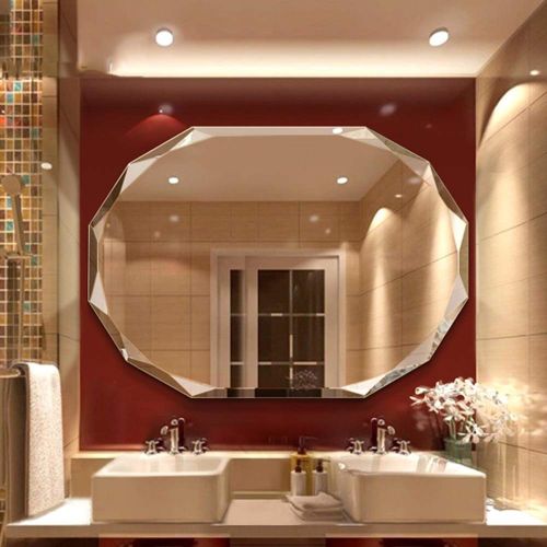  XINGZHE Bathroom Mirror- Wall-Mounted Vanity Mirror-Multi-Edge Frameless Mirror-Vanity Mirror Decorative Wall Mirror for Bedroom/Bathroom/Hotel Makeup Mirror (Size : 60x80x0.5cm)