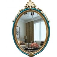 XINGZHE Household Mirror -Mirror European Style Wall Mount Waterproof Bathroom Engraving Oval Dressing Table Resin, 3 Size Makeup Mirror (Size : 57x37cm)
