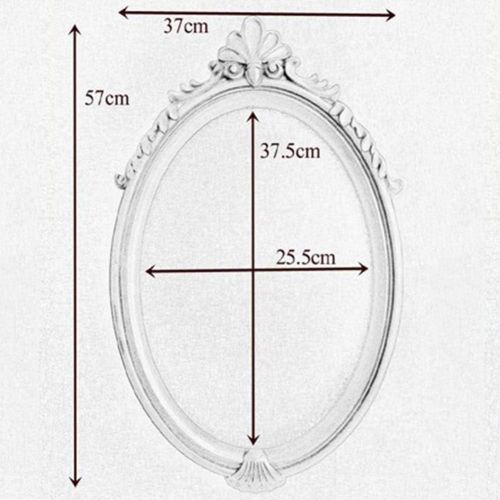  XINGZHE Household Mirror -Mirror European Style Wall Mount Waterproof Bathroom Engraving Oval Dressing Table Resin, 3 Size Makeup Mirror (Size : 57x37cm)