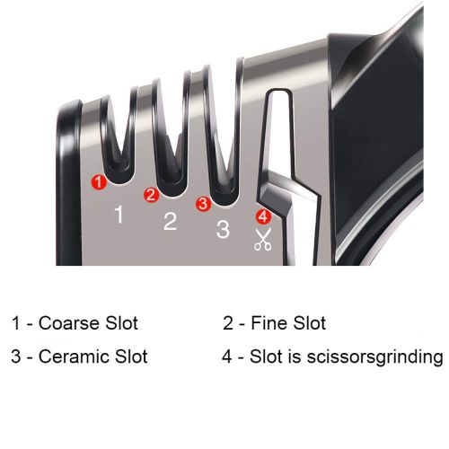  XINWEI Knife Sharpener, 3 Stage 4 In 1 Kitchen Knife/Scissors Sharpeners Professional Manual Chef Knife Sharpeners
