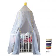 XINYI Xinyi Children Bed Mosquito Net for Kids, Crib Bed Canopy Round Dome Hanging Netting Tent Bedding for Boys and Girls Playing Reading Indoor Lace Decoration Grey