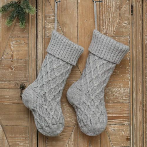 XINdream Knit Christmas Stocking, 4PCS 15inch Xmas Socks Fireplace Hanging Decoration, Rustic Candy Gift Bag for Family Holiday