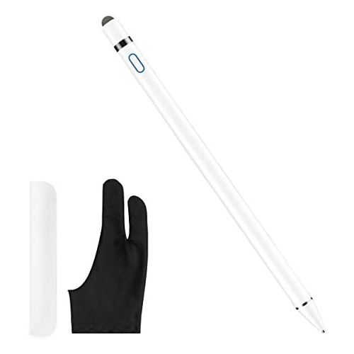  [아마존베스트]Stylus Pen for Touch Screens, XIRON Rechargeable 1.5mm Fine Point Active Stylus Pen Smart Pencil Digital Compatible iPad and Most Tablet with Glove (White)