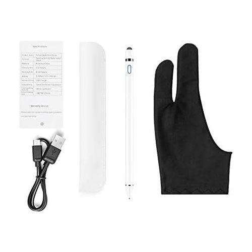  [아마존베스트]Stylus Pen for Touch Screens, XIRON Rechargeable 1.5mm Fine Point Active Stylus Pen Smart Pencil Digital Compatible iPad and Most Tablet with Glove (White)