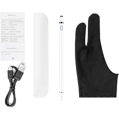  [아마존베스트]Stylus Pen for Touch Screens, XIRON Rechargeable 1.5mm Fine Point Active Stylus Pen Smart Pencil Digital Compatible iPad and Most Tablet with Glove (White)