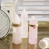 /XISSJEWELLERY Rose Quartz Crystal Wand Ring Holder