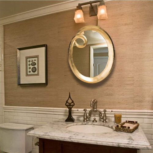  XIUXIU Mirror Nordic Bathroom Waterproof Vanity Mirror Simple Oval Wall-Mounted Entrance Mirror (Color : Hand-Paste Foil Bright Gold)