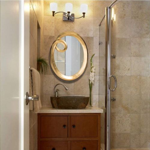  XIUXIU Mirror Nordic Bathroom Waterproof Vanity Mirror Simple Oval Wall-Mounted Entrance Mirror (Color : Hand-Paste Foil Bright Gold)