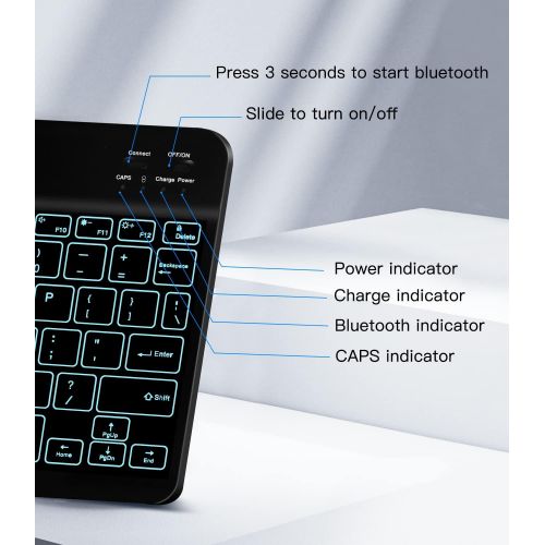 [아마존베스트]XIWMIX Ultra-Slim Wireless Bluetooth Keyboard - 7 Colors Backlit Universal Rechargeable Keyboard Compatible with iPad Pro/iPad Air/iPad 9.7/iPad 10.2/iPad Mini and Other iOS Androi