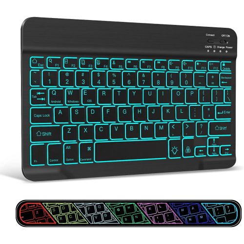  [아마존베스트]XIWMIX Ultra-Slim Wireless Bluetooth Keyboard - 7 Colors Backlit Universal Rechargeable Keyboard Compatible with iPad Pro/iPad Air/iPad 9.7/iPad 10.2/iPad Mini and Other iOS Androi