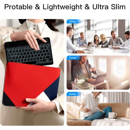  [아마존베스트]XIWMIX Ultra-Slim Wireless Bluetooth Keyboard - 7 Colors Backlit Universal Rechargeable Keyboard Compatible with iPad Pro/iPad Air/iPad 9.7/iPad 10.2/iPad Mini and Other iOS Androi