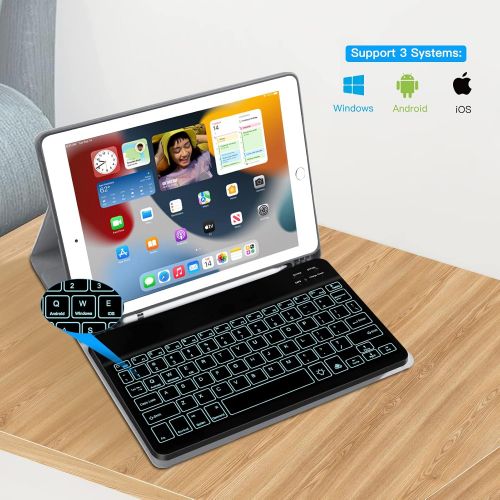  [아마존베스트]XIWMIX Ultra-Slim Wireless Bluetooth Keyboard - 7 Colors Backlit Universal Rechargeable Keyboard Compatible with iPad Pro/iPad Air/iPad 9.7/iPad 10.2/iPad Mini and Other iOS Androi