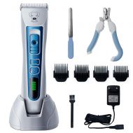 XJ Professional Animal Grooming/Pet Scissors, LCD Digital Direct Charge, Base Charging Pet Hair Clipper/Low Noise/Cordless for Dogs, Cats and Other Pets