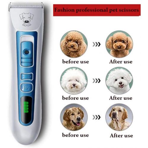  XJ Professional Animal Grooming/Pet Scissors, LCD Digital Direct Charge, Base Charging Pet Hair Clipper/Low Noise/Cordless for Dogs, Cats and Other Pets