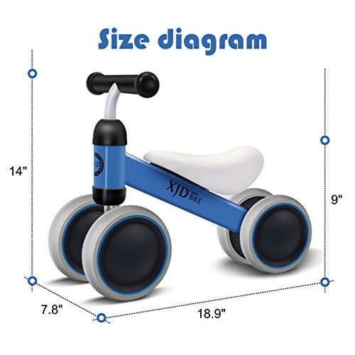  XJD Baby Balance Bike Bicycle Toddler Bike 10-24 Months Baby Walker Toys for 1 Year Old No Pedal Infant 4 Wheels First Birthday Bike