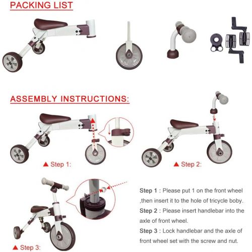  [아마존 핫딜] [아마존핫딜]XJD 2 in 1 Kids Tricycles for 2 3 4 Years Old and Up Boys Girls Tricycle Kids Trike Toddler Tricycles for 2-4 Years Old Kids Toddler Bike Trike 3 Wheels Folding Tricycle Kids Walking T