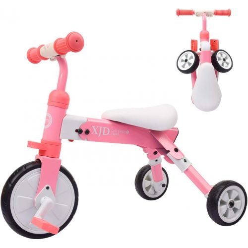  [아마존 핫딜] [아마존핫딜]XJD 2 in 1 Kids Tricycles for 2 3 4 Years Old and Up Boys Girls Tricycle Kids Trike Toddler Tricycles for 2-4 Years Old Kids Toddler Bike Trike 3 Wheels Folding Tricycle Kids Walking T