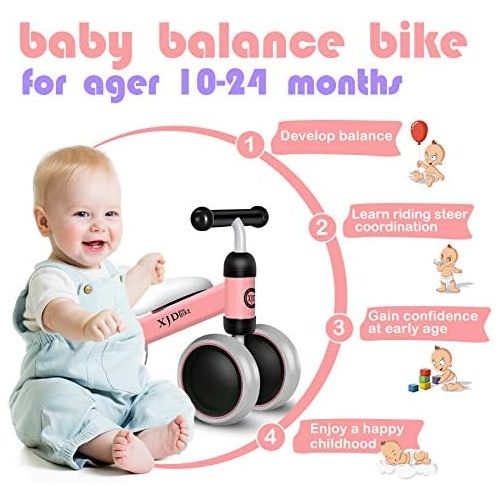  XJD Baby Balance Bikes Bicycle Baby Toys for 1 Year Old Boy Girl 10 Month -36 Months Toddler Bike Infant No Pedal 4 Wheels First Bike or Birthday Gift Children Walker