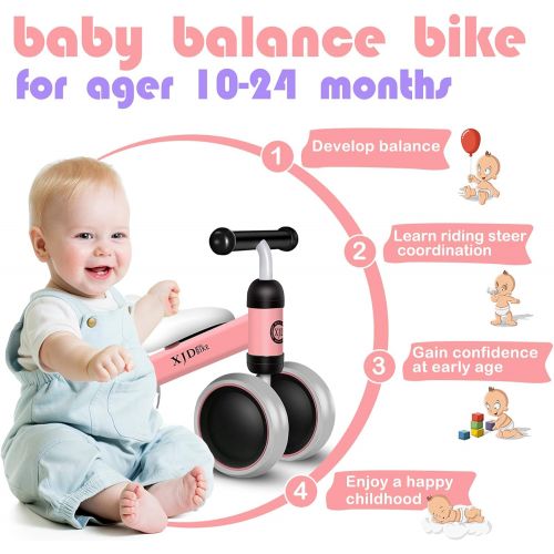  XJD Baby Balance Bikes Bicycle Baby Toys for 1 Year Old Boy Girl 10 Month -36 Months Toddler Bike Infant No Pedal 4 Wheels First Bike or Birthday Gift Children Walker