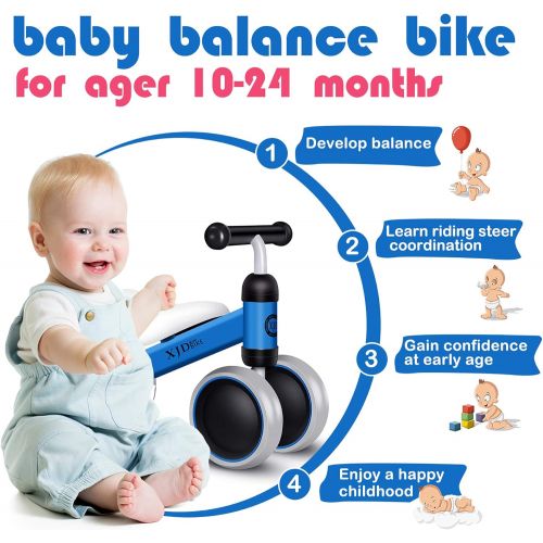  XJD Baby Balance Bikes Bicycle Baby Toys for 1 Year Old Boy Girl 10 Month -24 Months Toddler Bike Infant No Pedal 4 Wheels First Bike or Birthday Gift Children Walker, Blue