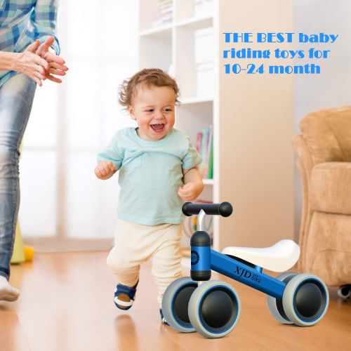  XJD Baby Balance Bikes Bicycle Baby Toys for 1 Year Old Boy Girl 10 Month -24 Months Toddler Bike Infant No Pedal 4 Wheels First Bike or Birthday Gift Children Walker, Blue