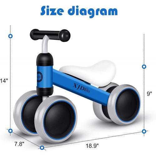  XJD Baby Balance Bikes Bicycle Baby Toys for 1 Year Old Boy Girl 10 Month -24 Months Toddler Bike Infant No Pedal 4 Wheels First Bike or Birthday Gift Children Walker, Blue