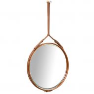 XJHOME-Mirrors Hanging Wall Mirror Round with Adjustable Leather Rope Decorative Mirror Wall-Mounted Vanity Mirrors Make-up Cosmetic Mirror for Apartment Living Room Bedroom Entryways