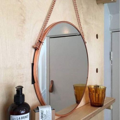  XJHOME-Mirrors 10″-30″ Wall Mirror Rose Gold Circle Vanity Mirror Clean Decor Mirror for Washrooms, Living Rooms, Bathroom and More, Round Wall Mount Mirror