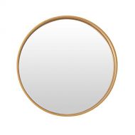XJHOME-Mirrors Clean Large Modern Wood Circle Frame Wall Hanging Mirror Contemporary Premium Silver Backed Floating Round Glass Panel Vanity, Bedroom, or Bathroom, 20″-30″ Wood Col