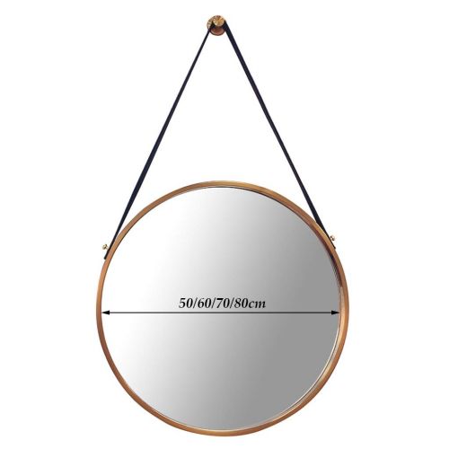  XJHOME-Mirrors Stainless Steel Bathroom Mirror Round Frame Large Round Vanity Make Up Mirror Floating Wall Personal Mirrors, Gold