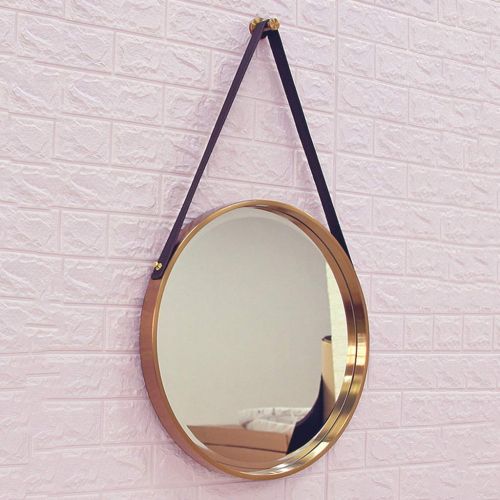  XJHOME-Mirrors Stainless Steel Bathroom Mirror Round Frame Large Round Vanity Make Up Mirror Floating Wall Personal Mirrors, Gold