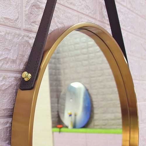  XJHOME-Mirrors Stainless Steel Bathroom Mirror Round Frame Large Round Vanity Make Up Mirror Floating Wall Personal Mirrors, Gold